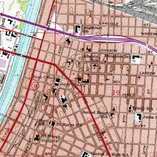 Topographic Map of Saginaw Fire Department Station 1, MI