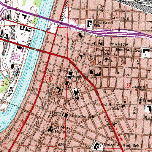 Topographic Map of Saginaw Police Department, MI