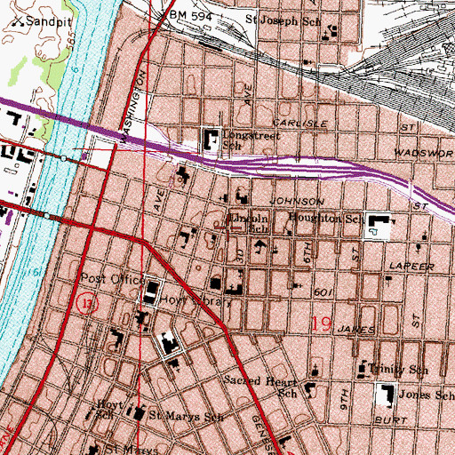 Topographic Map of Second Street Park, MI