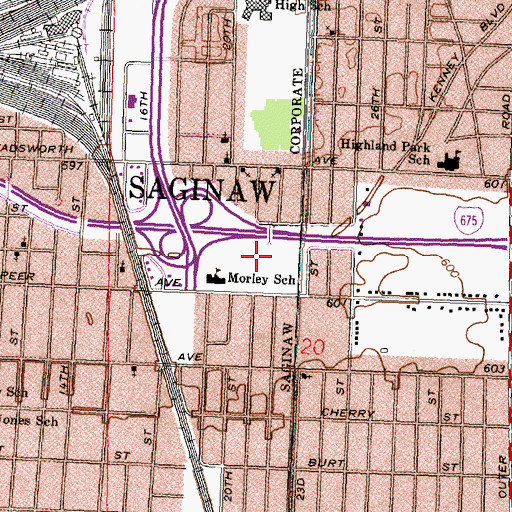 Topographic Map of Morley School Park, MI