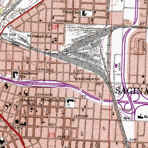 Topographic Map of Moody Park, MI