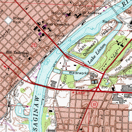 Topographic Map of Garber Tennis Courts, MI