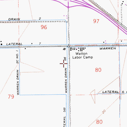 Topographic Map of Warren Drain Two E, CA