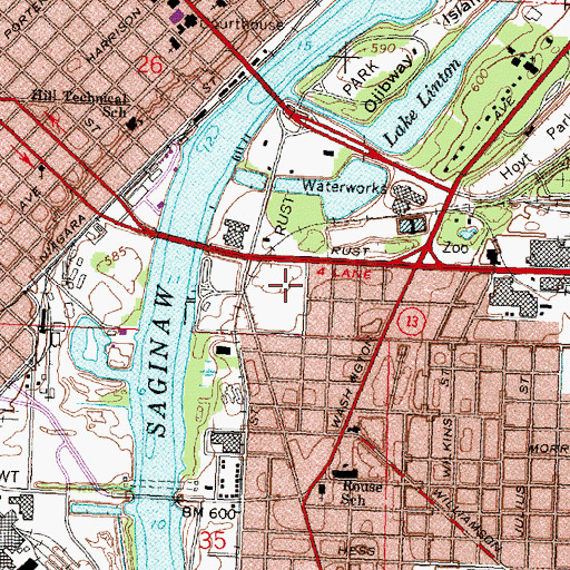 Topographic Map of Webber Park, MI