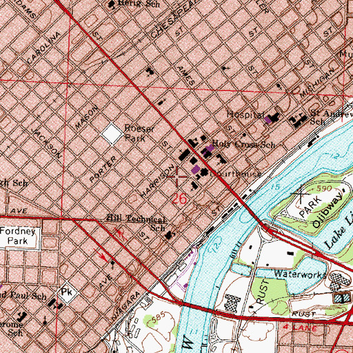 Topographic Map of Saginaw County Sheriff's Office, MI