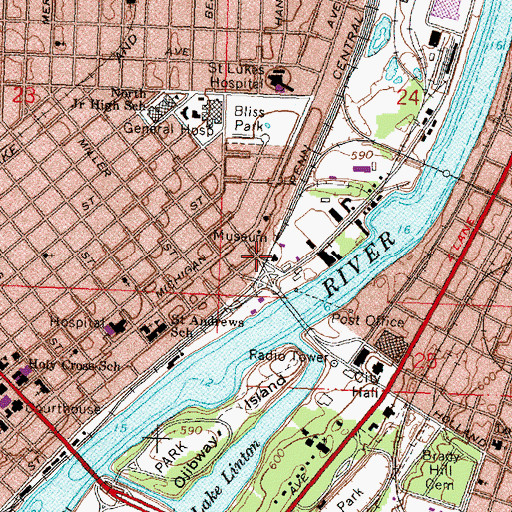 Topographic Map of Saginaw Art Museum, MI