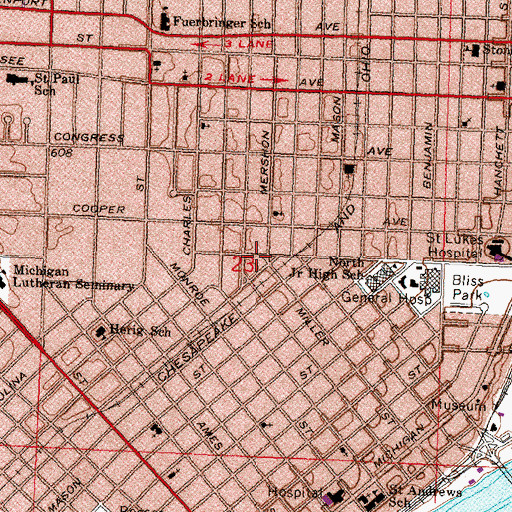 Topographic Map of Herig Park, MI