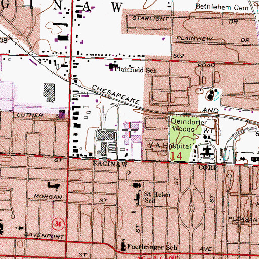 Topographic Map of Saginaw Career Complex and Academy for Technology and Enterprise, MI