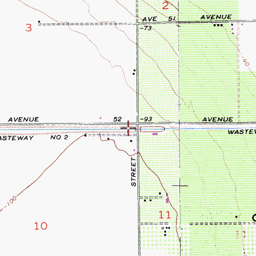 Topographic Map of Wasteway Number Two, CA