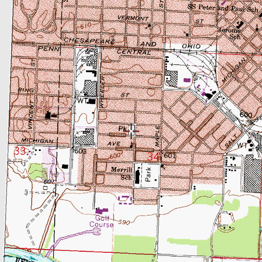 Topographic Map of Skivington Park, MI