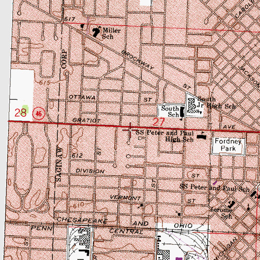Topographic Map of Theodore Roethke House, MI