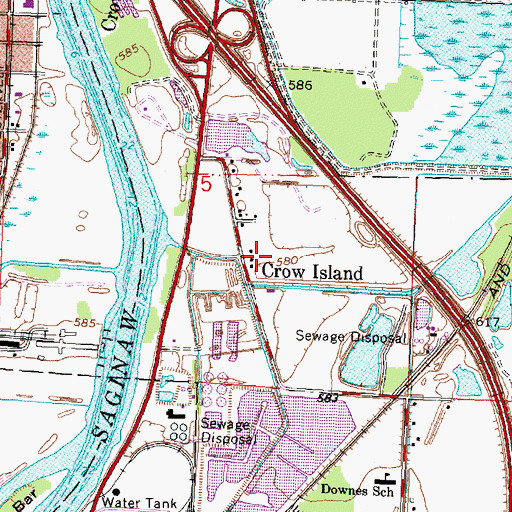 Topographic Map of Crow Island Post Office (historical), MI