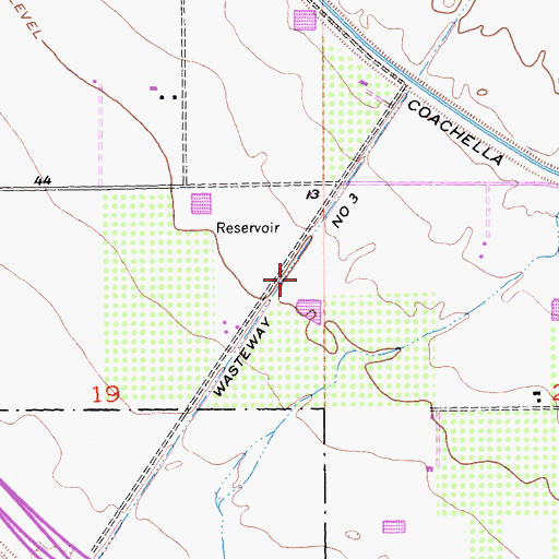 Topographic Map of Wasteway Number Three, CA