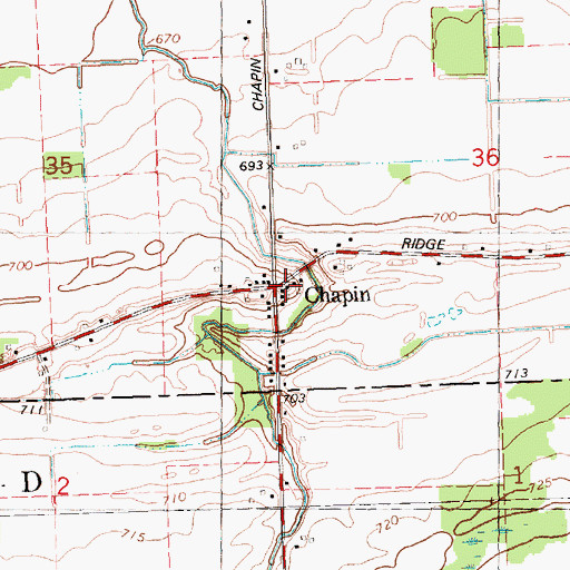 Topographic Map of Chapin Post Office (historical), MI