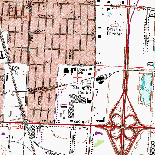 Topographic Map of Buena Vista Post Office (historical), MI