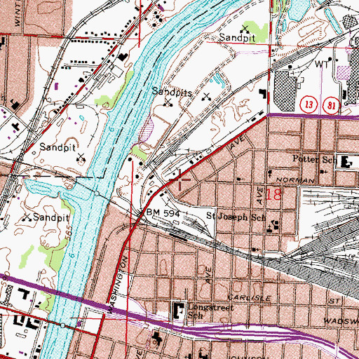Topographic Map of Saginaw Station, MI