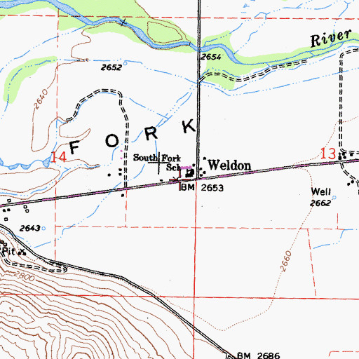 Topographic Map of Weldon, CA