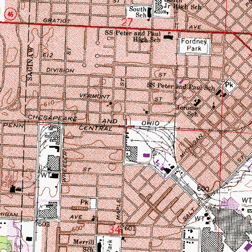 Topographic Map of Saginaw Railway Museum, MI