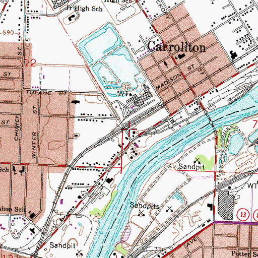 Topographic Map of Carrollton Township Fire Department, MI