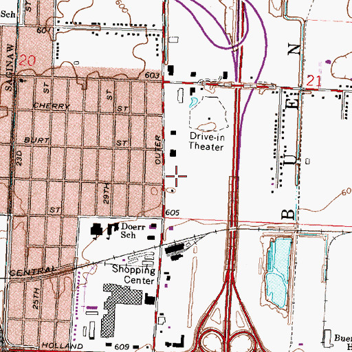 Topographic Map of Buena Vista Fire Department, MI