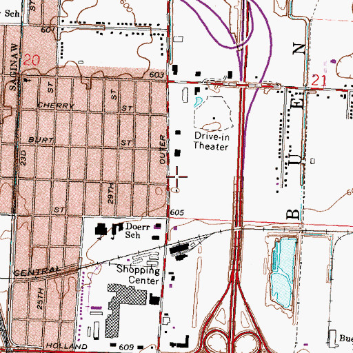 Topographic Map of Buena Vista Township Police Department, MI