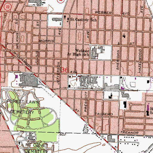 Topographic Map of Ruth Brady Wickes Library, MI
