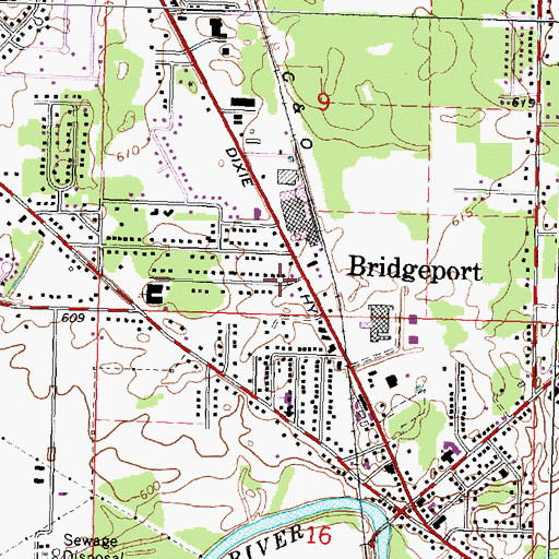 Topographic Map of Bridgeport Mobile Home Park, MI
