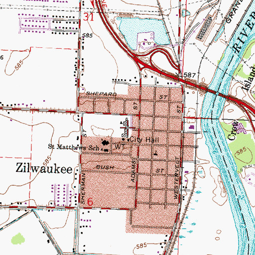 Topographic Map of Zilwaukee Elementary School, MI