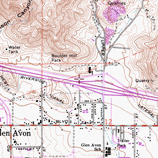 Topographic Map of West Riverside Lateral Number Three, CA