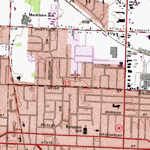 Topographic Map of Gethsemane Lutheran School, MI