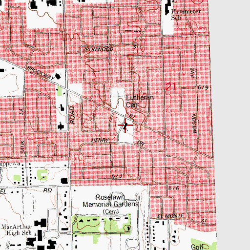 Topographic Map of Saint John's Evangelical Lutheran Church, MI