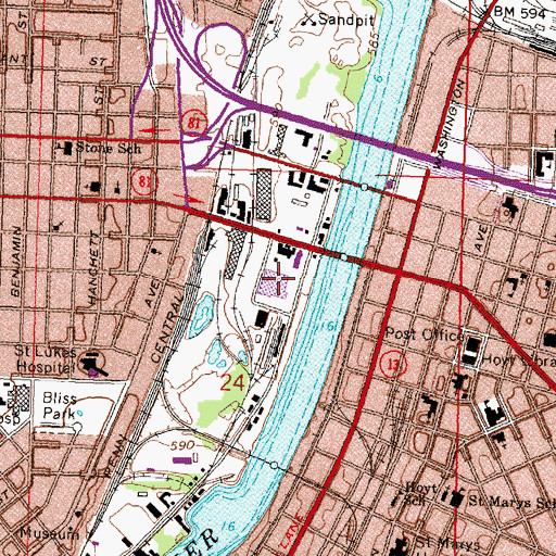 Topographic Map of Saginaw Arts and Science Academy, MI