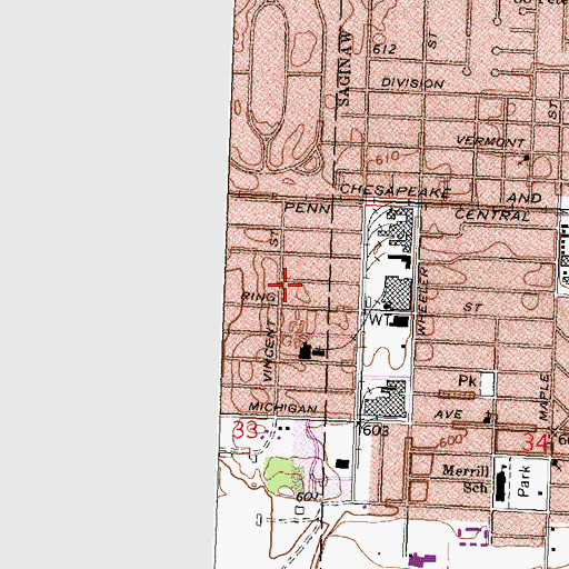 Topographic Map of Sandhill Park, MI