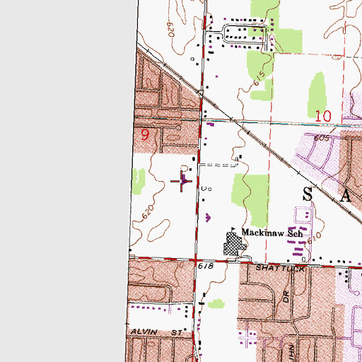 Topographic Map of Grace Baptist Christian School, MI