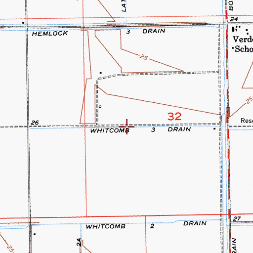 Topographic Map of Whitcomb Three Drain, CA
