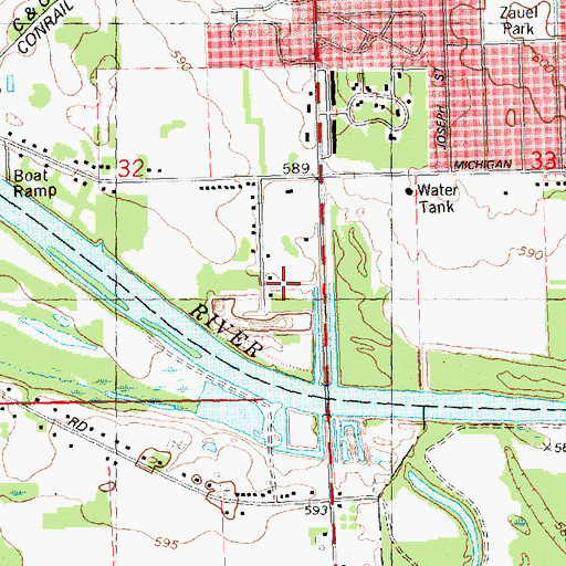Topographic Map of Leonard Boers III Riverfront Park, MI