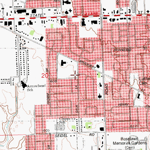 Topographic Map of Burkhaven Park, MI