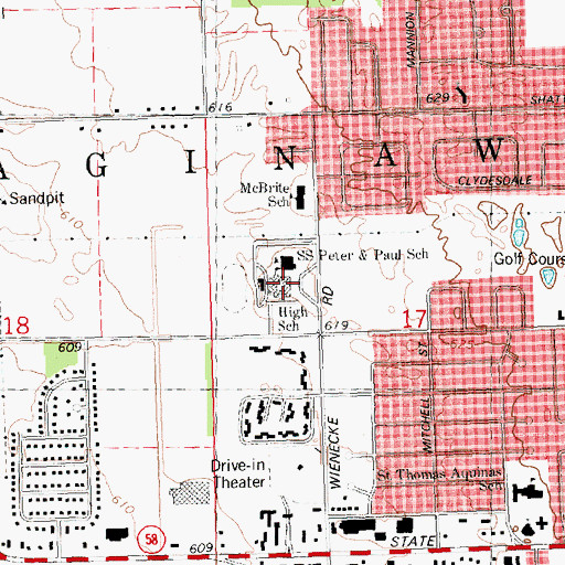 Topographic Map of Nouvel Catholic Central High School, MI