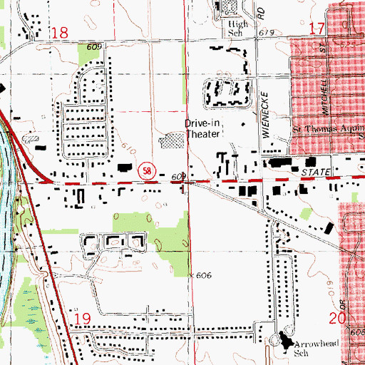 Topographic Map of Peace Lutheran School, MI