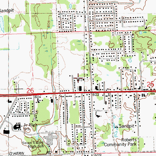 Topographic Map of Thomas Township Library, MI