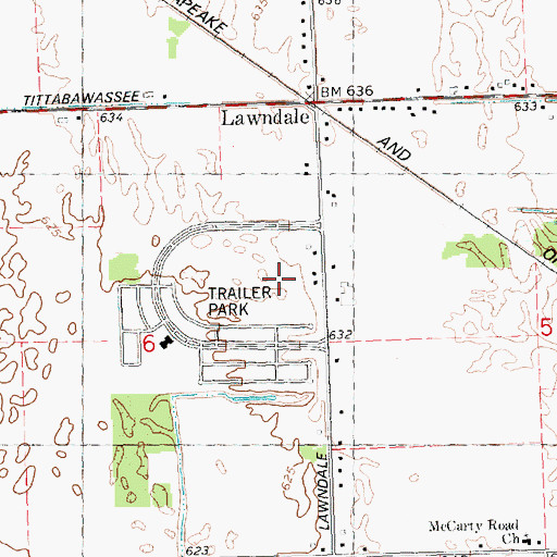 Topographic Map of Lawndale Estates Mobile Home Park, MI