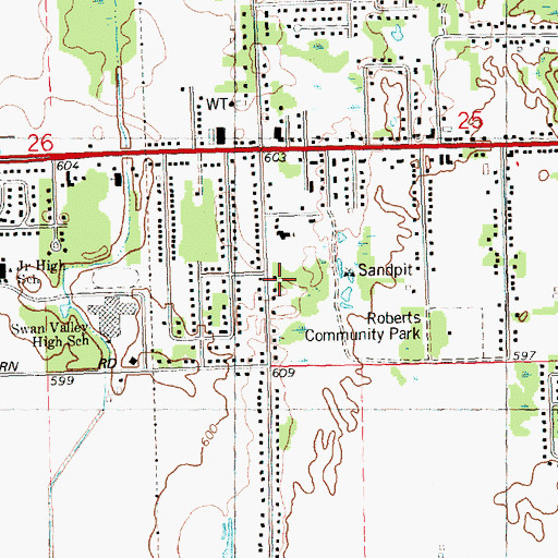 Topographic Map of Shields Men's Club Park, MI