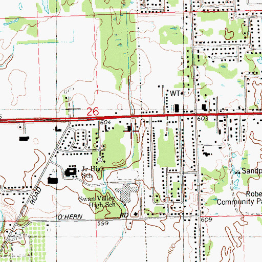 Topographic Map of Community Baptist Church, MI