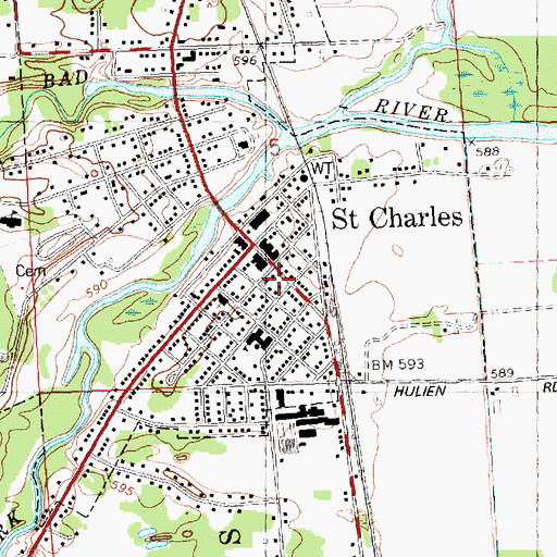 Topographic Map of Saint Charles Post Office, MI