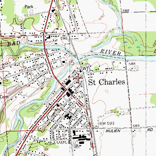 Topographic Map of Saint Charles Health Center, MI