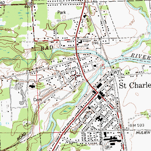 Topographic Map of Saint Charles Public Library, MI