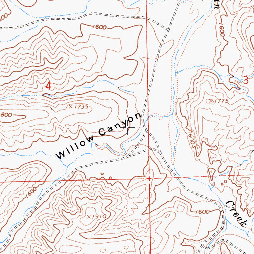 Topographic Map of Willow Canyon, CA