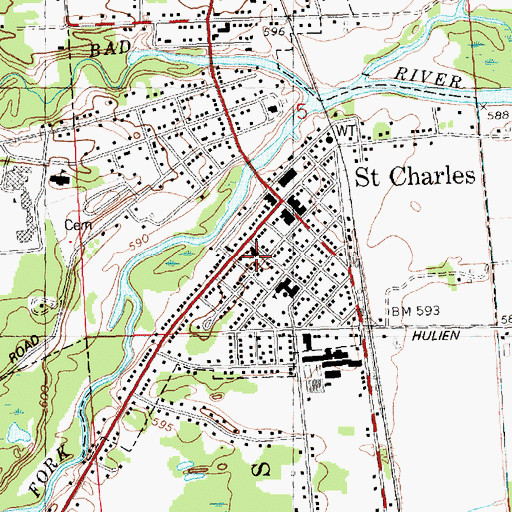 Topographic Map of Saint Charles United Methodist Church, MI