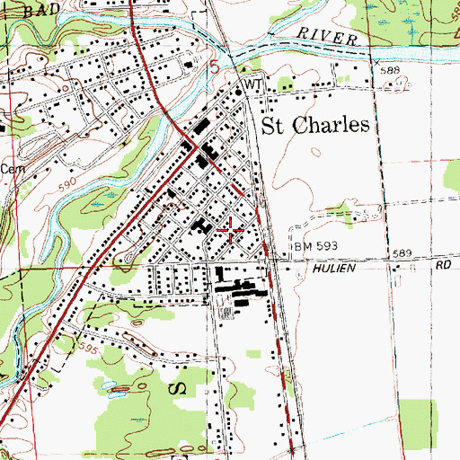 Topographic Map of First Baptist Church, MI