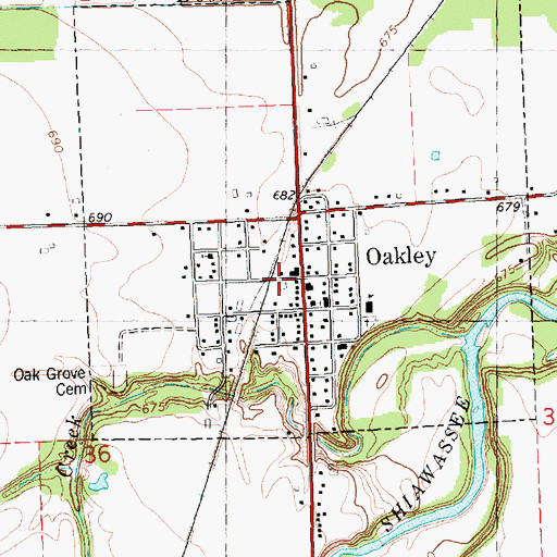 Topographic Map of Oakley Station, MI